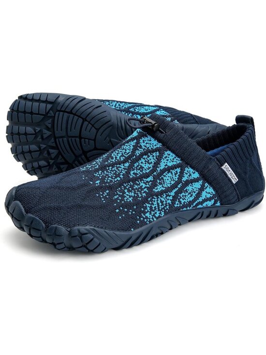 ?Men\'s Blue Knit Pull on Comfortable Elastic Adjustable Non Slip Shoes main image 4